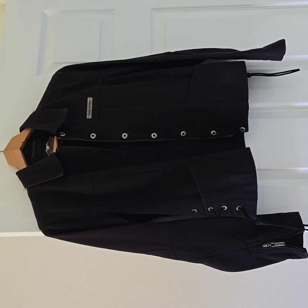 Harley-Davidson Black Denim Zipper + Snap Jacket